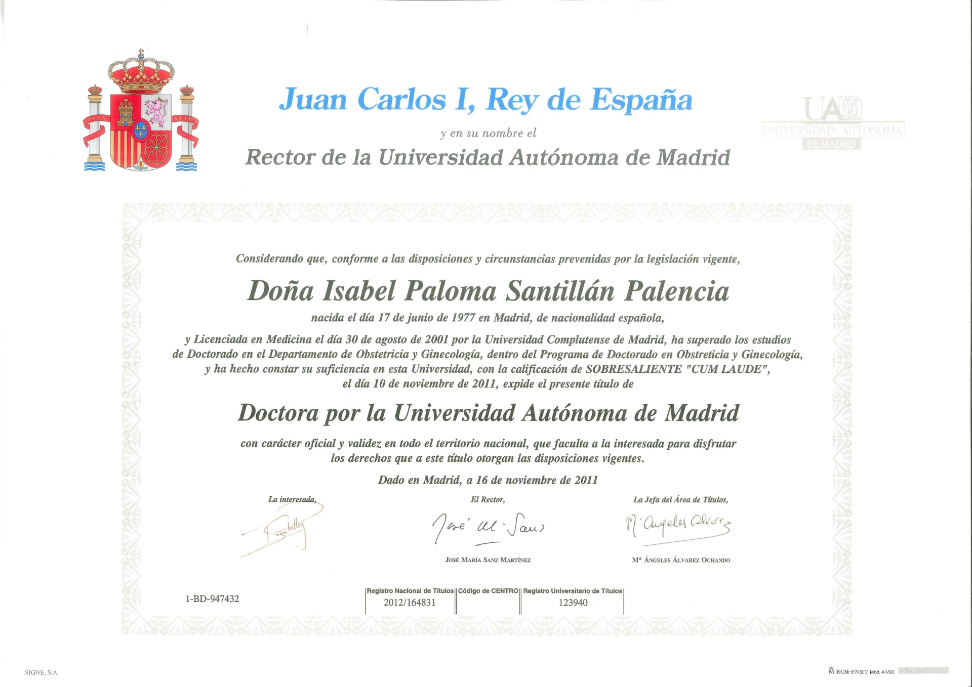 Doctora por la Universidad Autónoma de Madrid